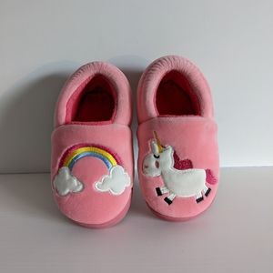 Pink Rainbow and Unicorn Slippers Size 9-10